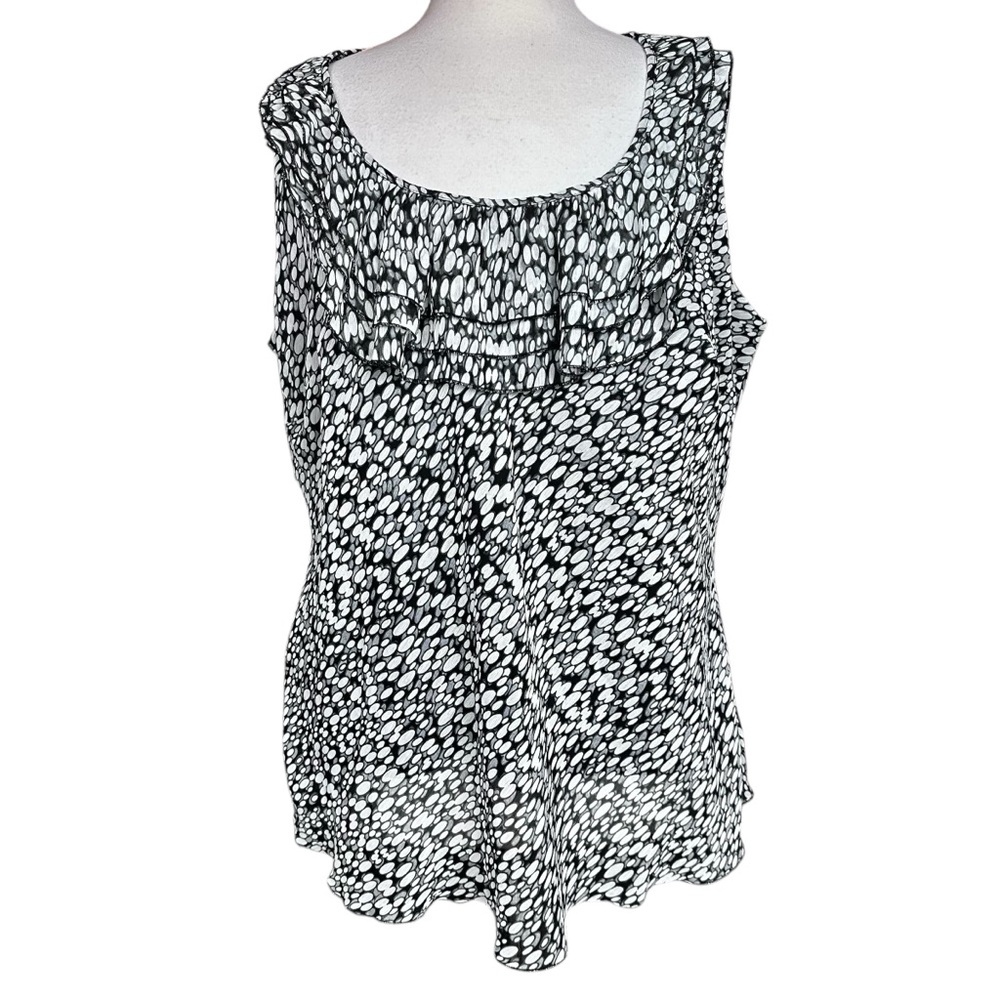 SPENSE WOMAN Animal Print Ruffle Sleeveless Blouse size 1X